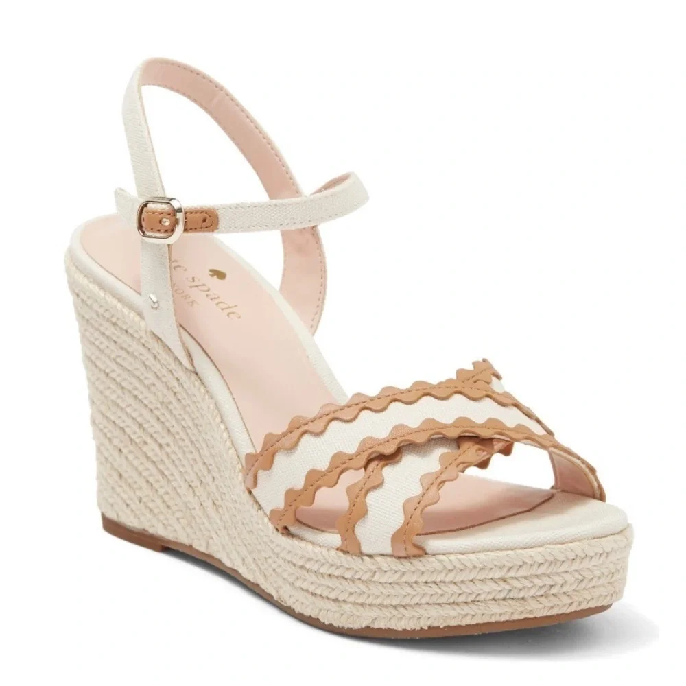 Kate Spade New York Tan Tulum Ankle Strap Wedge Heel Sandal - Size 10, NIB
